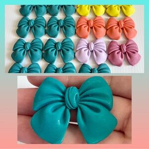 Bow Cabochons - Assorted 19 pieces Flat-backs for Crafting Various Colors